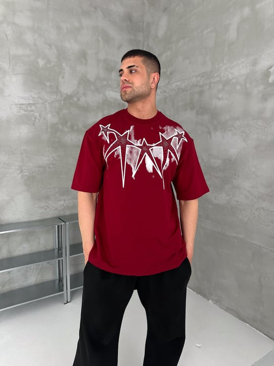 BORDO YILDIZ TAŞLI TSHİRT