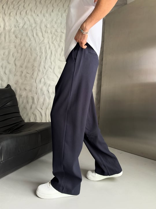 LACİVERT FİTİLLİ KUMAŞ BAGGY PANTOLON