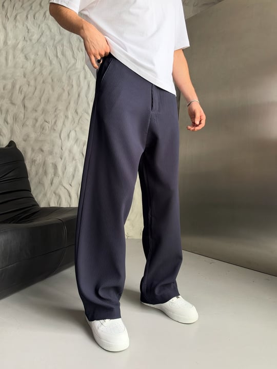 LACİVERT FİTİLLİ KUMAŞ BAGGY PANTOLON