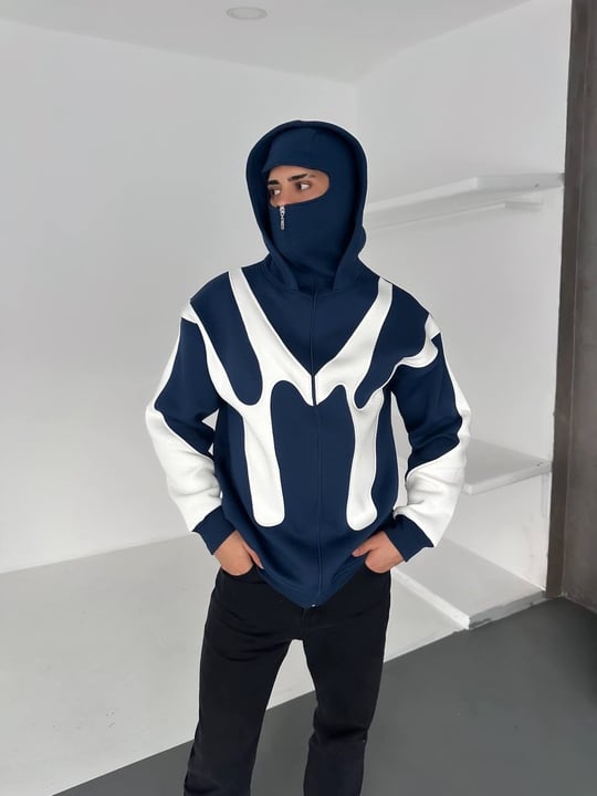 LACİVERT PARÇALI MASKE HIRKA