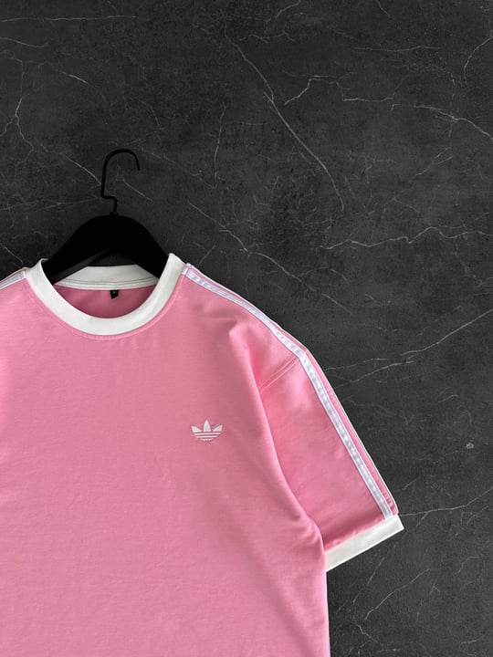 PEMBE BİSİKLET YAKA ADİDAS TSHİRT