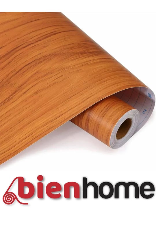50CM X 2MT 1 M² Kendinden Yapışkanlı Vinil Ahşap Desenli Duvar Mobilya, Kapı Masaüstü Duvar Kağıtları, Mutfak Dolabı/Raf Astarı Levhası Açık Kahverengi