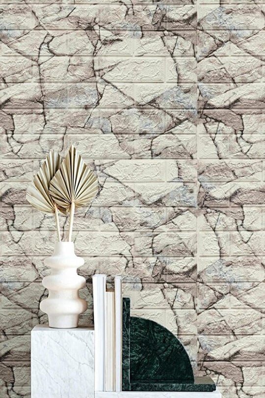 70x77 Cm Beyaz 0,54M² 3d Kendinden Yapışkanlı Tuğla Duvar Kağıdı Kaplama Panel Köpük FC84