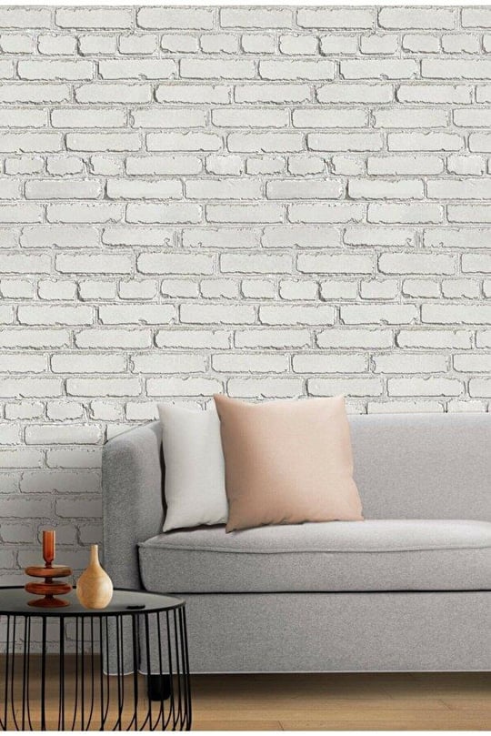 Bien Duvar Kağıtları Kırık Beyaz Taş Desen Duvar Kağıdı 5,33 M²