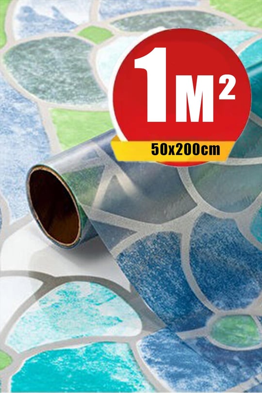 Bien Exclusive (50CM X 2MT), 1 M² Cm Vitray Pencere Desen Şeffaf Yapışkanlı Kaplama Pvc Folyo F-63