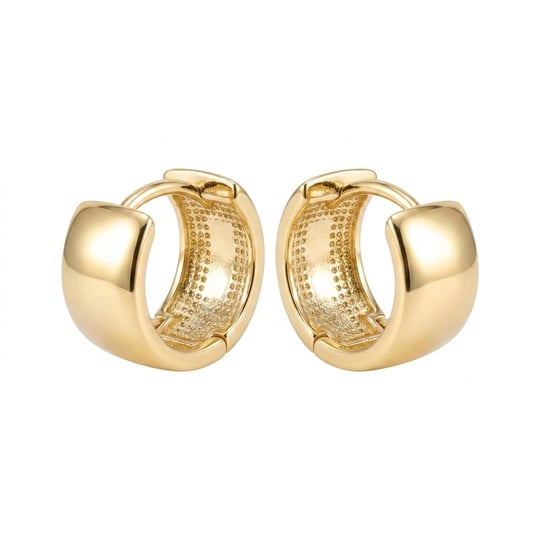 Kalın Çelik Halka Küpe  - 14k Altın Kaplama - 13 mm çap