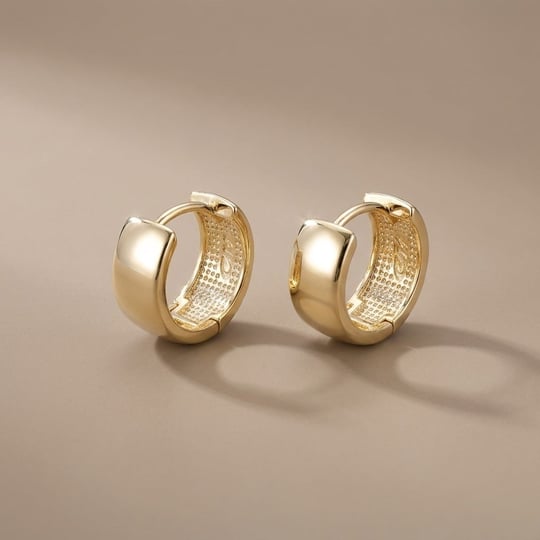 Kalın Çelik Halka Küpe  - 14k Altın Kaplama - 13 mm çap