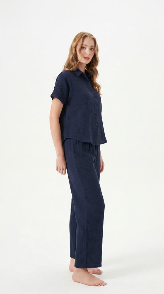 Kadın Laci Müslim Gömlek Pijama Takımı - LB1009R