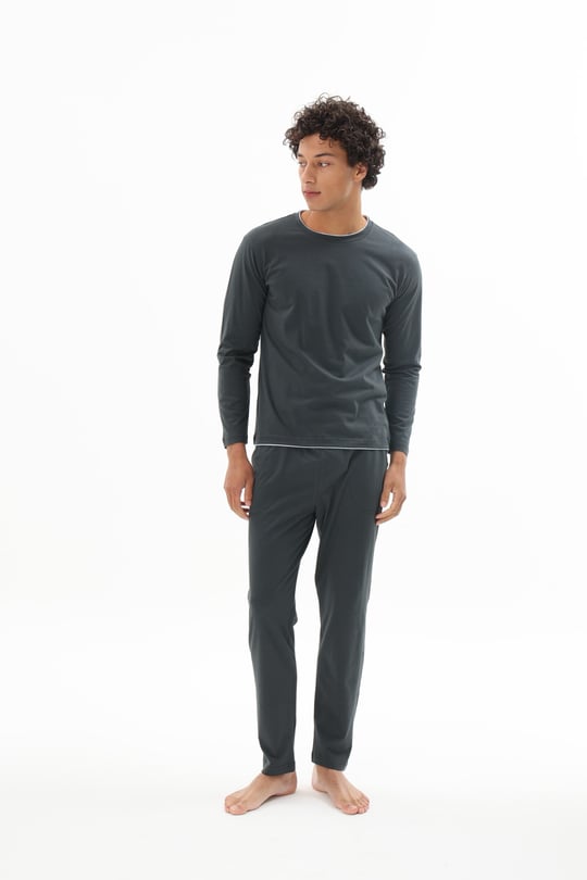 Erkek Füme Yuvarlak Yaka Pijama Takımı - 9222R