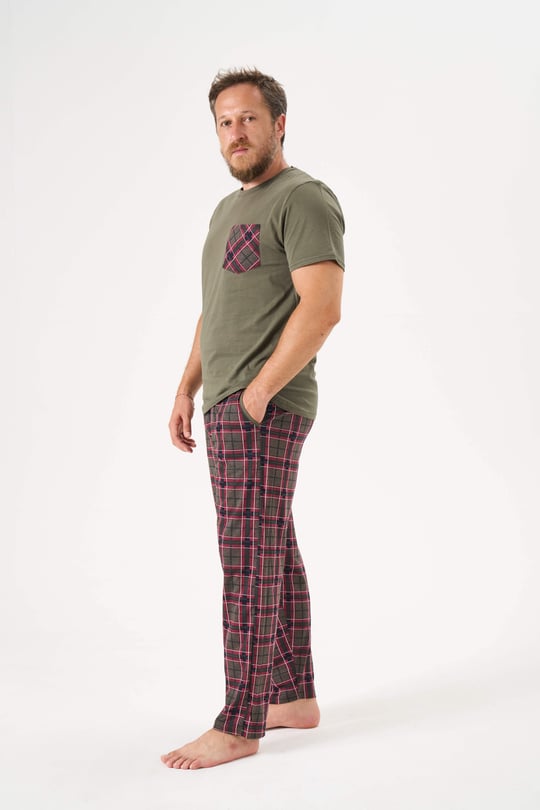 Erkek Haki 3'Lü Pijama Takımı - 6145-4R