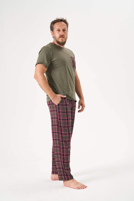 Erkek Haki 3'Lü Pijama Takımı - 6145-4R