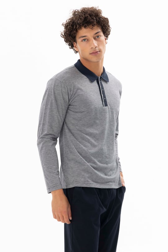 Erkek Lacivert Polo Yaka Pijama Takımı - DM26112R