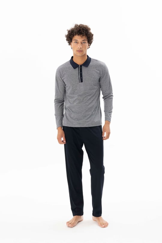 Erkek Lacivert Polo Yaka Pijama Takımı - DM26112R