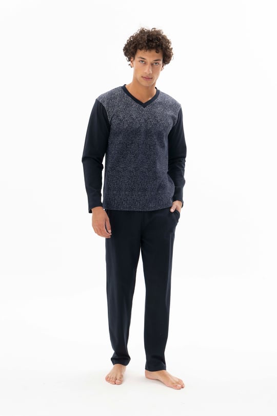 Erkek Lacivert V Yaka Pijama Takımı - KG26603R