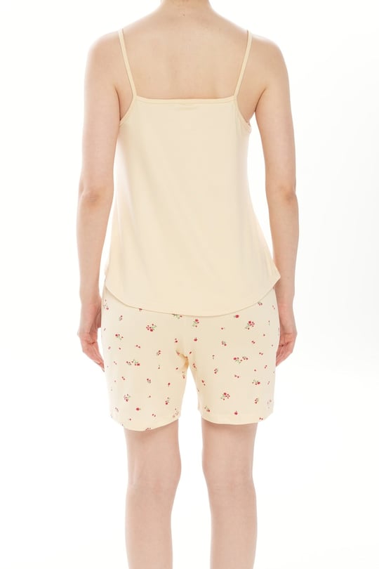 Kadın Bej İp Askılı Şortlu Pijama Takım - 7624-88R