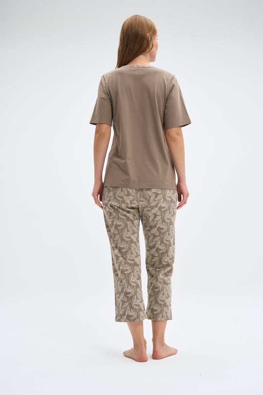 Kadın Bej Kapri Pijama Takımı- 2054R
