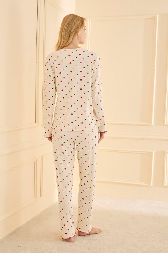 Kadın Bej Kaşkorse Pijama Takımı - 70809R