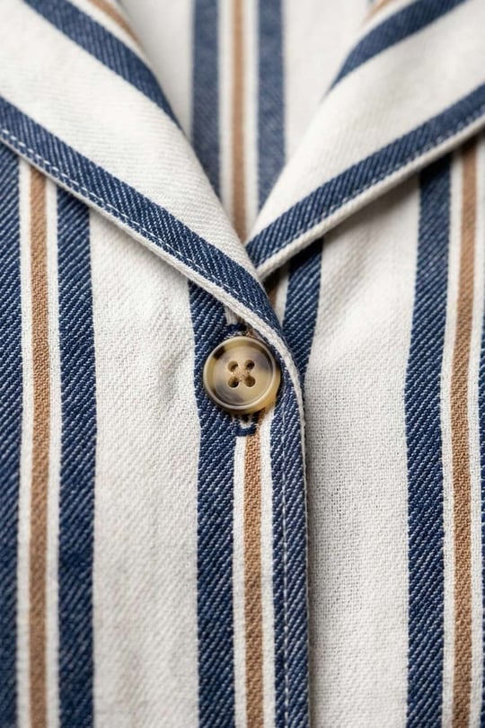 Kadın Mavi Çizgili Gömlek Pijama Takım - 26036R