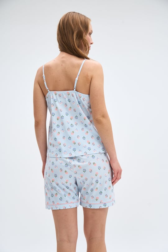Kadın Mavi Şortlu Pijama Takım - 2061R