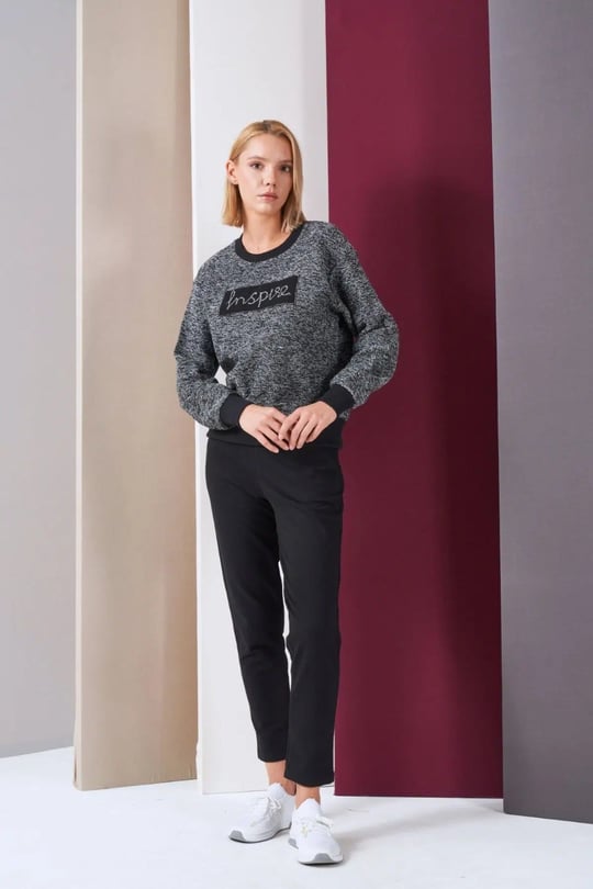 Kadın Siyah Spor Eşofman Takım - 26053R