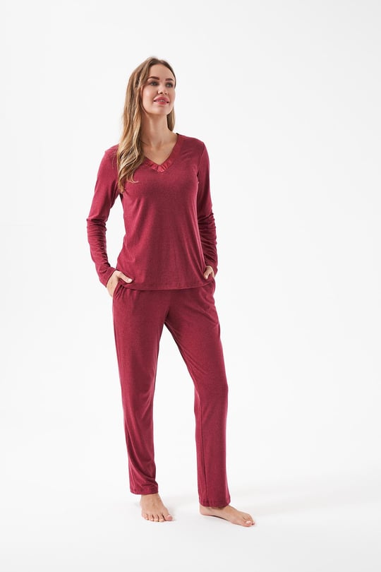 Kadın V Yaka Pijama Takım - 28091R
