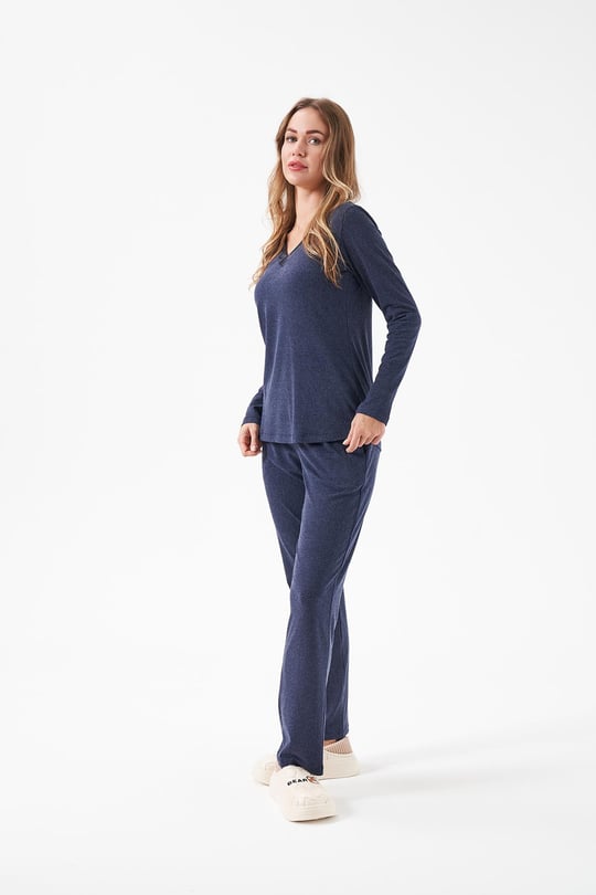 Kadın V Yaka Pijama Takım - 28091R
