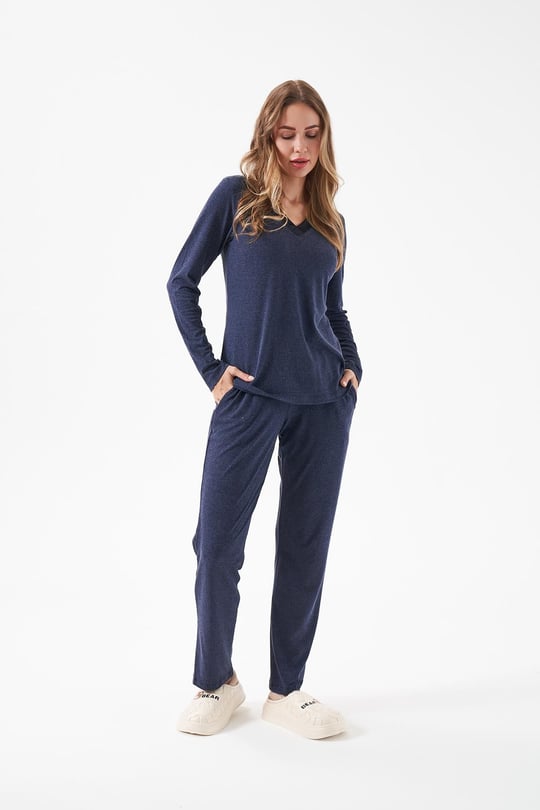 Kadın V Yaka Pijama Takım - 28091R