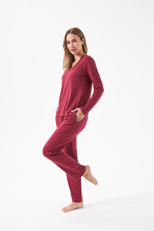Kadın V Yaka Pijama Takım - 28091R