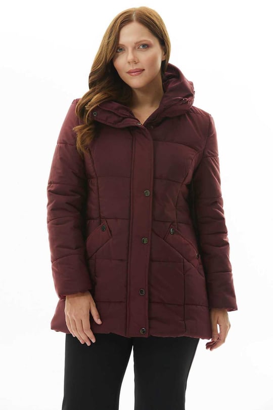 Büyük Beden Dik Yaka Geniş Fleto Cep Anorak  /  BORDO