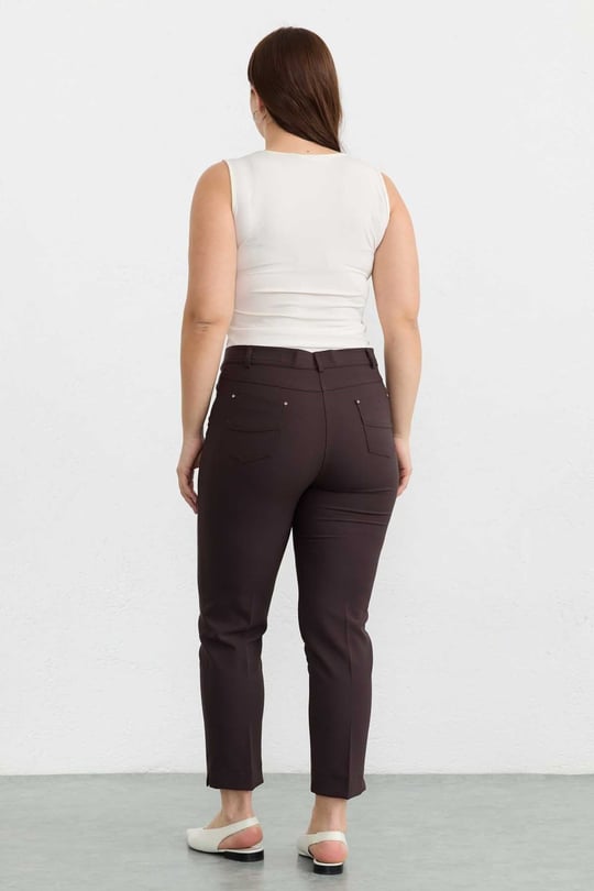 Büyük Beden Spor Cep Paçası Yırtmaçlı Pantolon  /  KAHVE