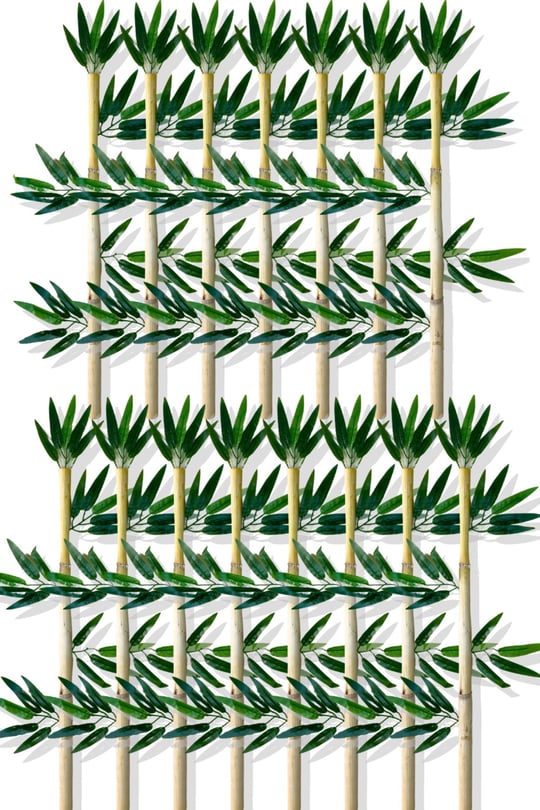 Yapay Yapraklı Dekoratif Bambu Çubuğu 80 Cm 15 Adet Islak Doku
