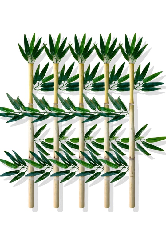 Yapay Yapraklı Dekoratif Bambu Çubuğu 80 Cm 5 Adet Islak Doku