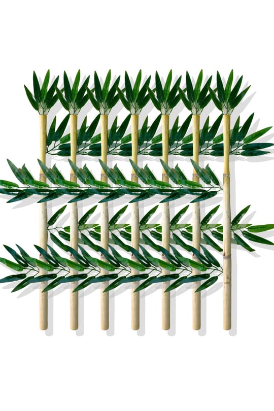 Yapay Yapraklı Dekoratif Bambu Çubuğu 80 Cm 7 Adet Islak Doku