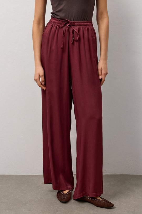 Bordo Relax Fit Bol Paça Pantolon