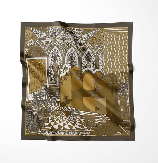 Kahverengi Alhambra Desen Omuz Şal Eşarp
