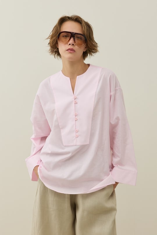 Pembe Yarım Patlı Vual Gömlek