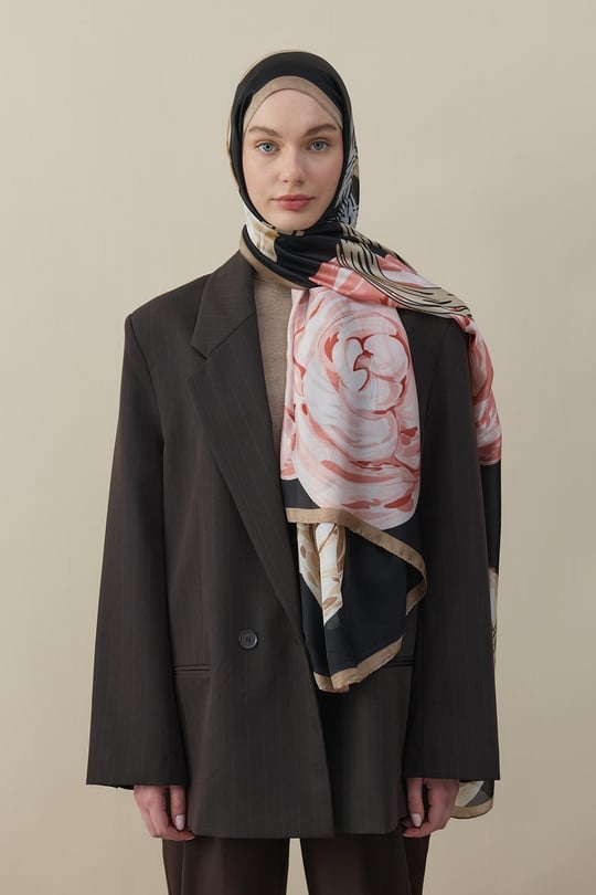 BloomRing Vual İpek Şal Siyah
