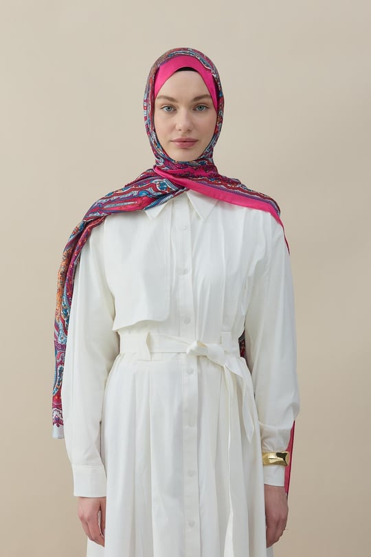Etro Desen İpek Vual Şal Fuşya