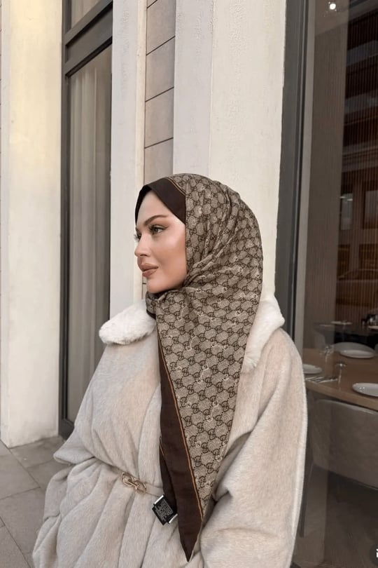 Yün İpek İthal A Kalite Çift Taraflı Şal Kahve