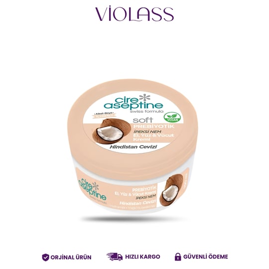 Cire Aseptine Soft Hindistan Cevizi Nem Dengeleyici, Besleyici Prebiyotikli Krem 100 ml