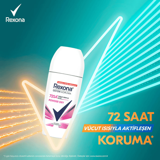 Rexona Üstün Koruma Kadın Roll-On Deodorant Powder Dry 72 Saat Kesintisiz Koruma 50 ml