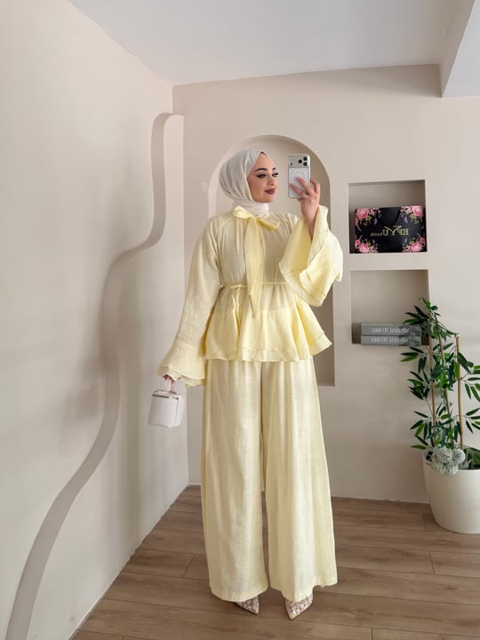 Choco Keten Pantalonlu Takım