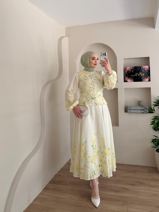 Eftelya Desenli Etekli Takım