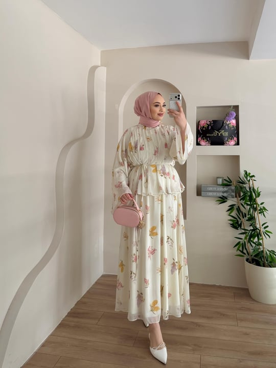 Flower Çiçek Desenli Etekli Takım 