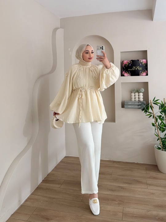 Reglan Çiçek Motifli Gömlek 