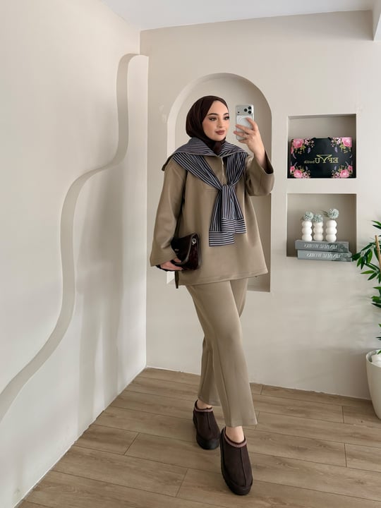 Rona Yaka Detay Pantalon Takım