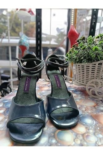 “Kanat Gölgesi” Lacivert LATİN SALSA BACATA TANGO DANS VE SALON AYAKKABISI 7 CM 11 PONT KADEH TOPUK
