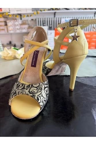 “Sarı İhtişam” TANGO, DANS VE SALON AYAKKABISI 9,5 CM 15 PONT KONİ MODEL TOPUK KAPALI