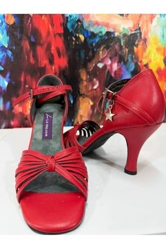 “VELORA KIRMIZI  TANGO, DANS VE SALON AYAKKABISI 7.5 CM 11 PONT KAPALI TOPUK