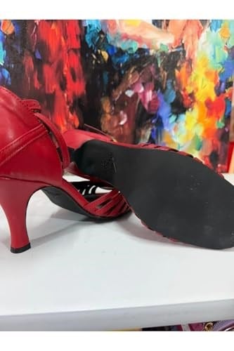 “VELORA KIRMIZI  TANGO, DANS VE SALON AYAKKABISI 7.5 CM 11 PONT KAPALI TOPUK